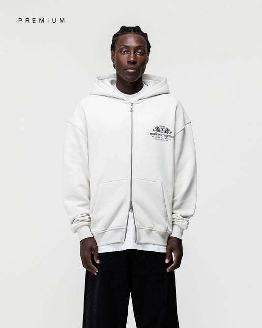 LIGHT GREY MODERN ATHLETICS ZIP THROUGH HOODIE