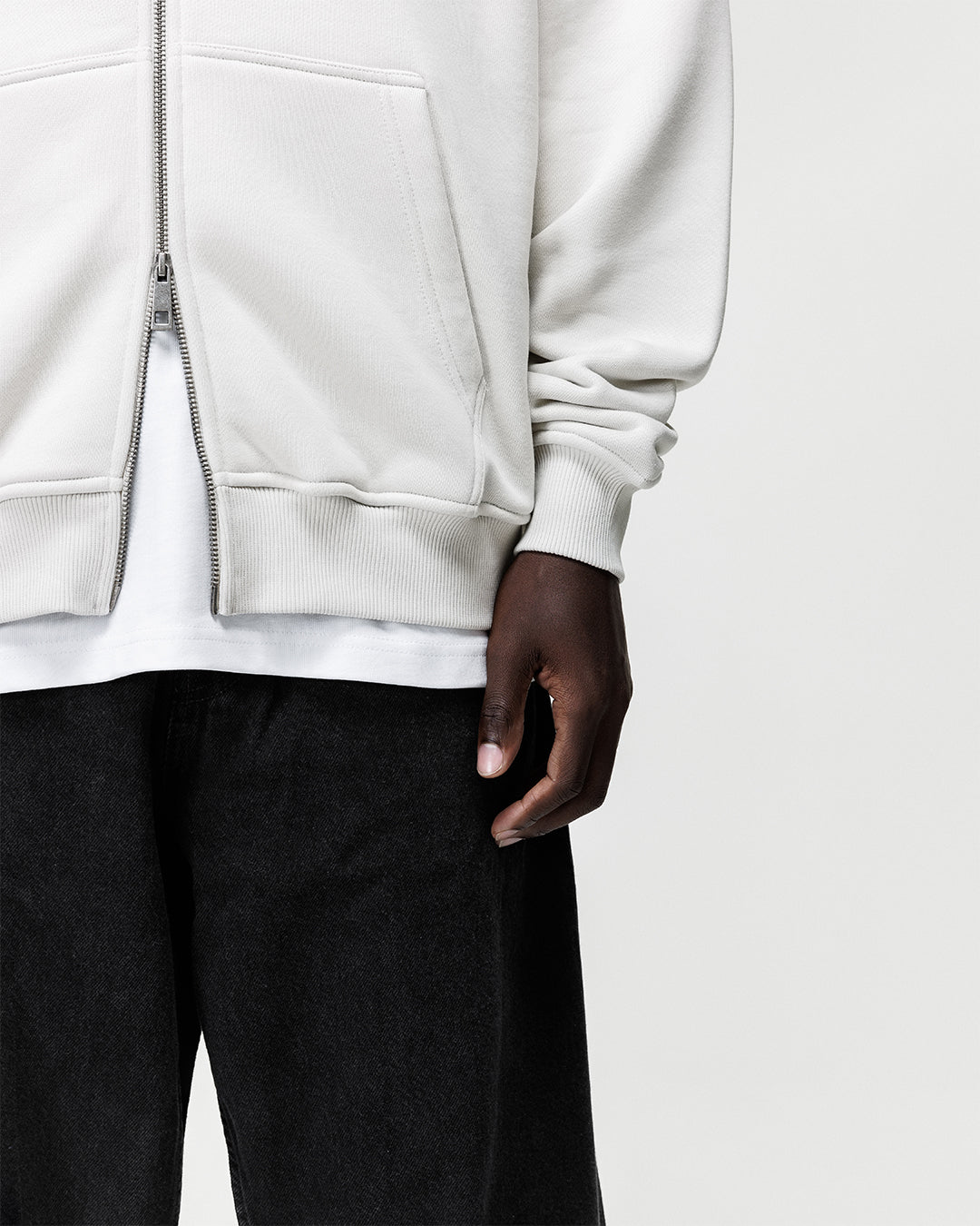 LIGHT GREY MODERN ATHLETICS ZIP THROUGH HOODIE