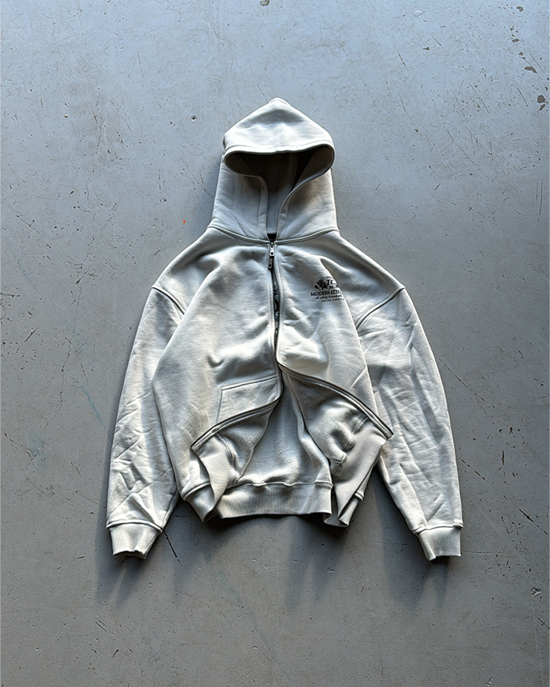 LIGHT GREY MODERN ATHLETICS ZIP THROUGH HOODIE