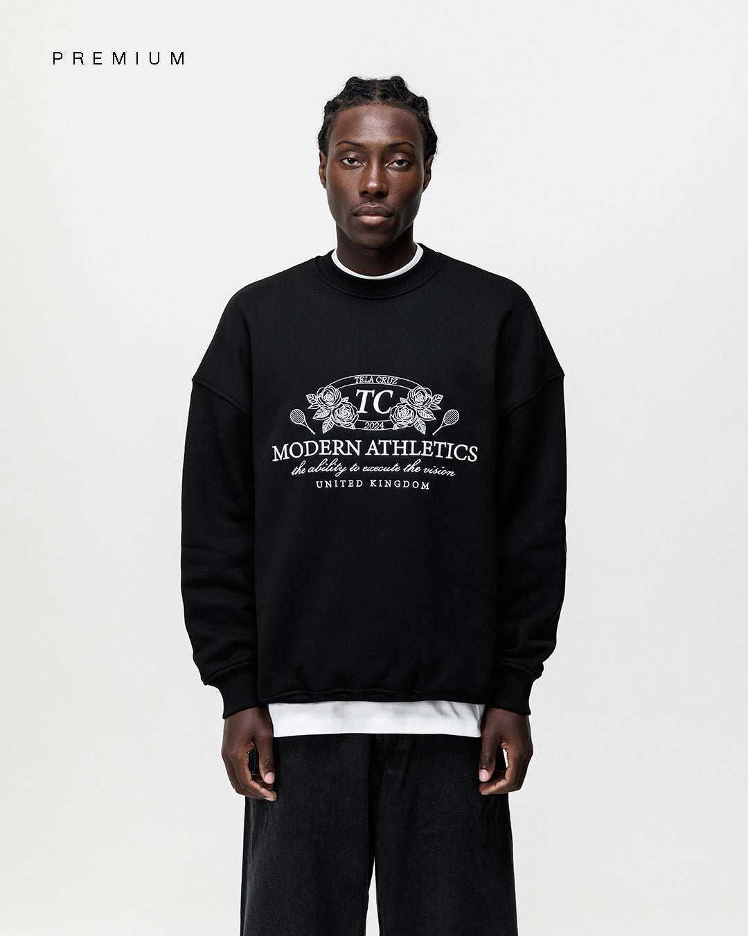 BLACK MODERN ATHLETICS CREWNECK SWEATSHIRT