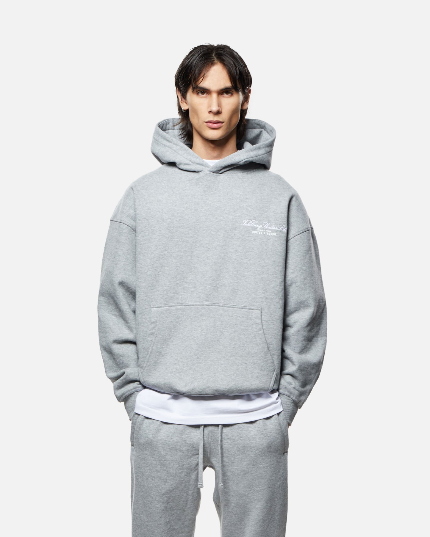 HEAVYWEIGHT GREY MARL STUDIOS HOODIE